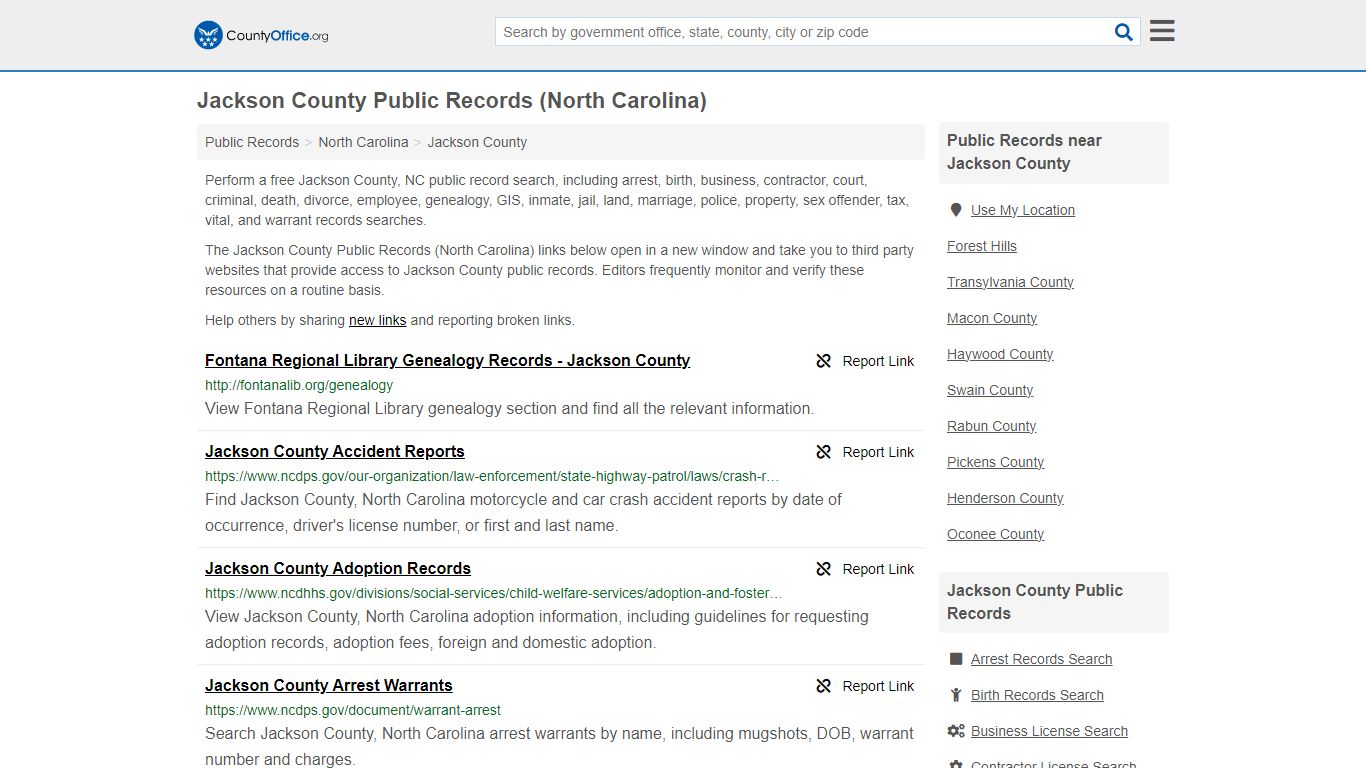 Public Records - Jackson County, NC (Business, Criminal, GIS, Property ...