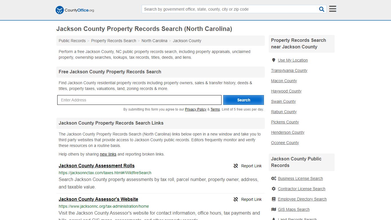 Jackson County Property Records Search (North Carolina) - County Office